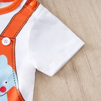 0-36M Summer Baby Boys and Girls Round Neck Short sleeved jumpsuit Full Print Dinosaur Comfortable and Breathable 5