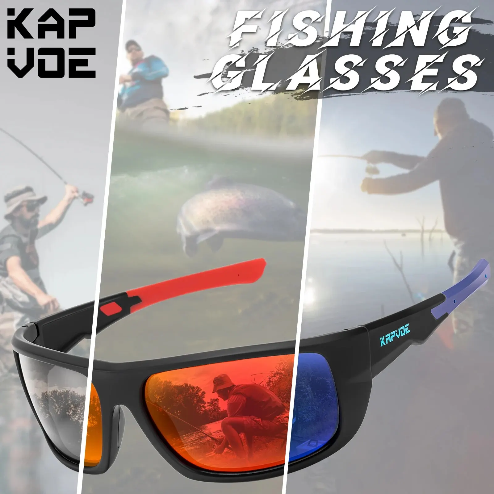 Polarized sunglasses fishing sunglasses KAPVOE fishing goggles polarized sunglasses outdoor sports cycling glasses men women bike riding fishing