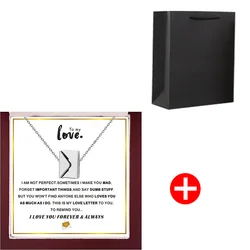 Elegant Love Envelope Necklace with Premium Wooden Keepsake Box - Perfect (Silver set with bag)