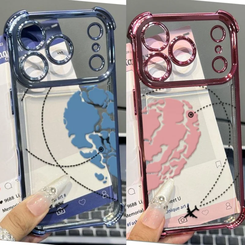Love Heart Airplane Route Shockproof Transparent Case