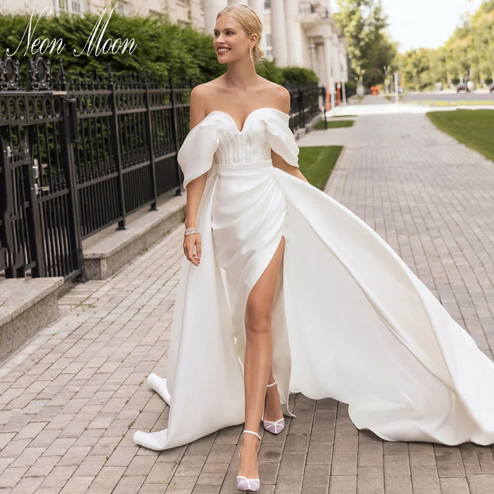 

Captivating Sweetheart Pleats Wedding Dress Backless Side Slit Bridal Gowns Mermaid With Detachable Train Robe De Mariée