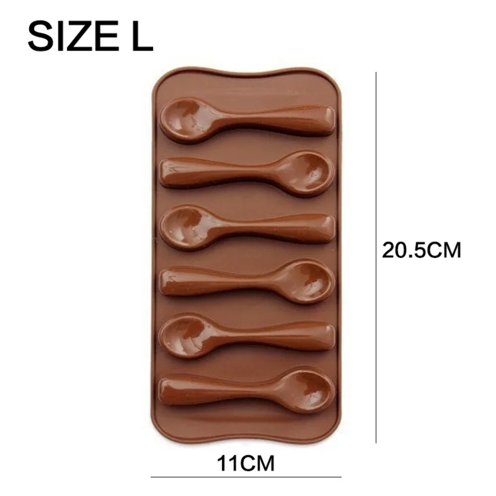 JJYY Cake Mold Baking Mould DIY Chocolate Six Spoons Mould Silicone Baking Cake Decorating Topper Candy