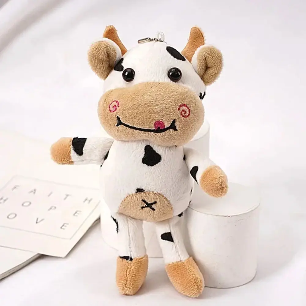 Plushie Milk Cow Plush Keyring Soft PP Cotton Plush Spotted Cow Key Chain Creative Cute Animal Stuffed Doll Keychain Bag Pendant