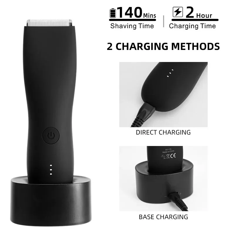 Electric Groin Hair Trimmer Men's Body Grooming Clipper Pubic Epilator Ceramic Blade Waterproof Male Hygiene Razor Safe Shaver 5