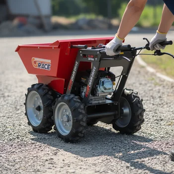 Mini Dumper Agricolo da 1-2 Tonnellate, Semovente con Ribaltamento Idraulico, Camion da Trasporto su Ruote