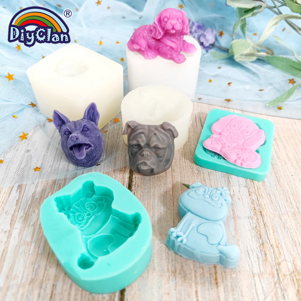 Cute Dog Shape Silicone Mold Bully Dog Bulldog Animal Styles Fondant Cake  Decorating Tools Dessert Sugar Crafts Chocolate Mould