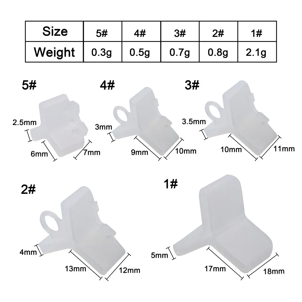50Pcs Durable White Fishing Treble Hooks Covers Safety Protector Case Triple hook cover for lures Fishing Accessories Size 1#-5#