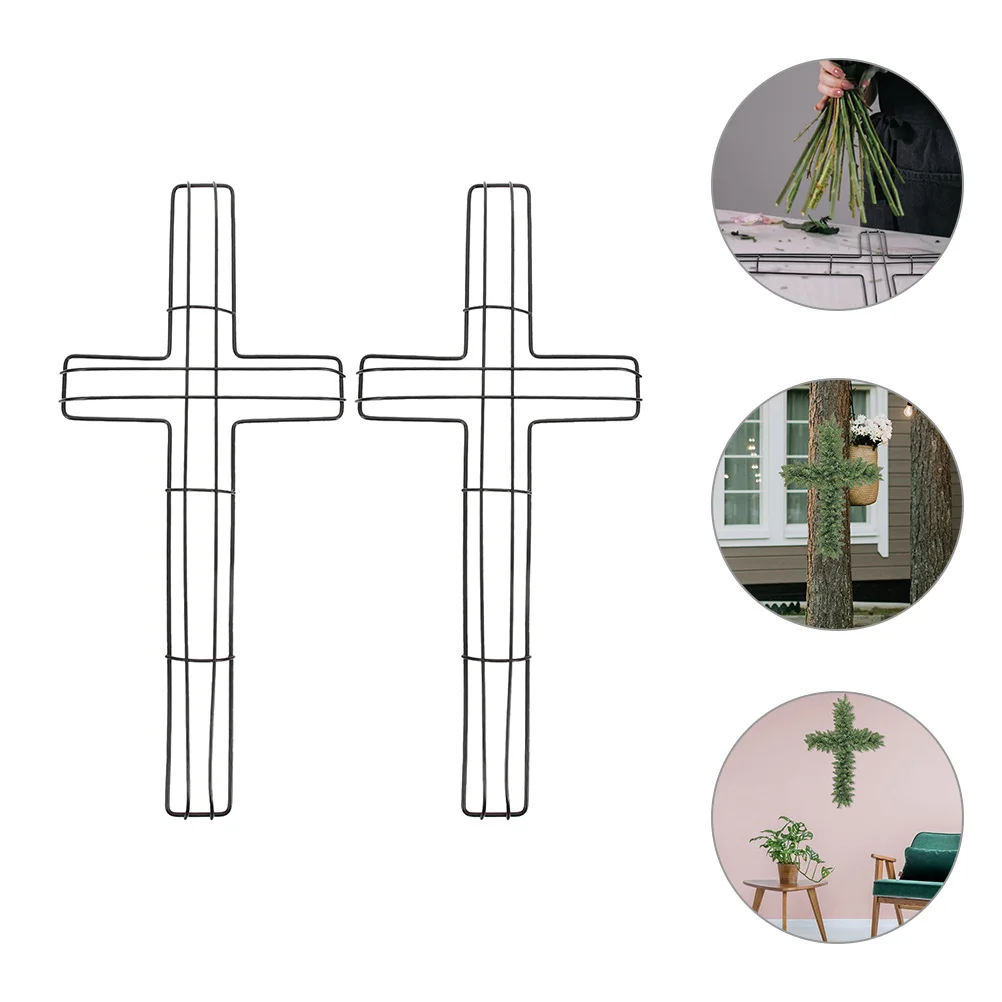 

2/3pcs Cross Shaped Metal Wire Wreath Frame Ring Hoop Garland Making Supplies Easter Party Religious Church Decoration