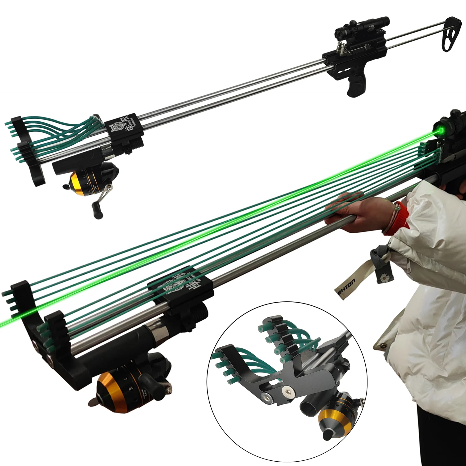 High Quality Powerful Slingshot Laser Aiming Catapult Outdoor Hunting