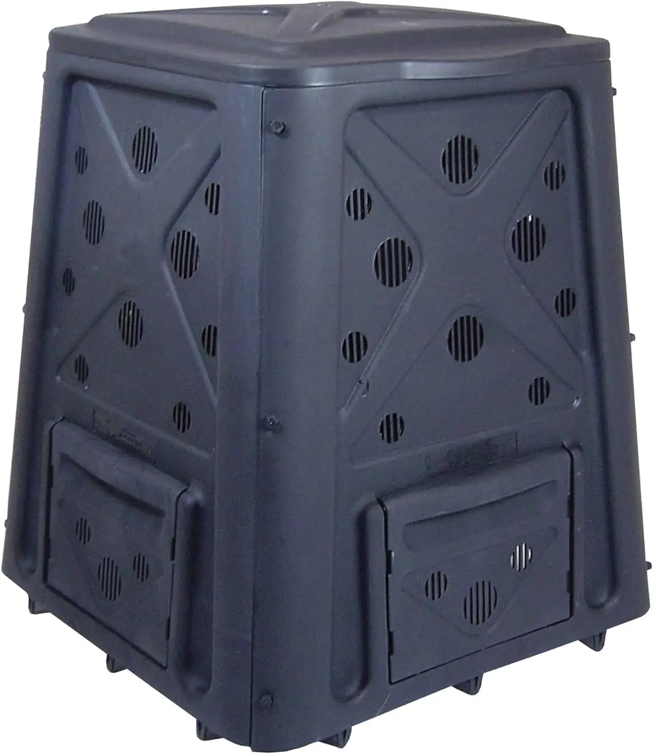 

65 Gallon Outdoor Compost Bin with Snapping Lift Off Lid, 4 Door Access, and Multiple Vent Holes for Garden