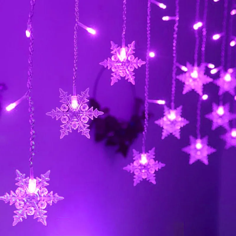 

2024 Christmas Decorations LED Curtain Snowflake String Lights New Year's Holiday Party Decoration Indoor/Outdoor Wave Lighting