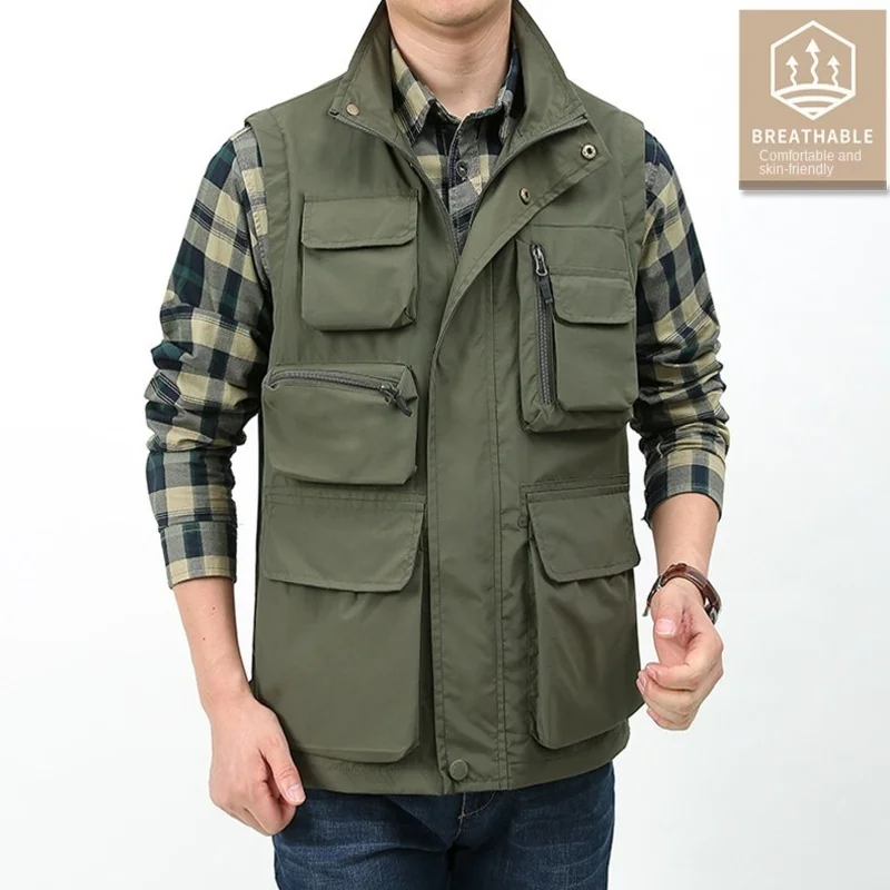 Waist Coat Men Reporter Vest Sleeveless Jacket Vests of Trekking Camping Sweatshirts Designer Casual Luxury Elegant