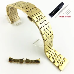 Premium Solid Stainless Steel Watch Strap with Versatile Butterfly Clasp - 22mm (Gold)