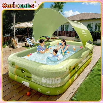 1.8M/2.1M Grande Piscina Gonfiabile Pieghevole PVC Piscina Famiglia Portatile Per Interni Esterni Giardino Bagno Acqua Giocattolo Per Bambini Regalo Per Adulti 1