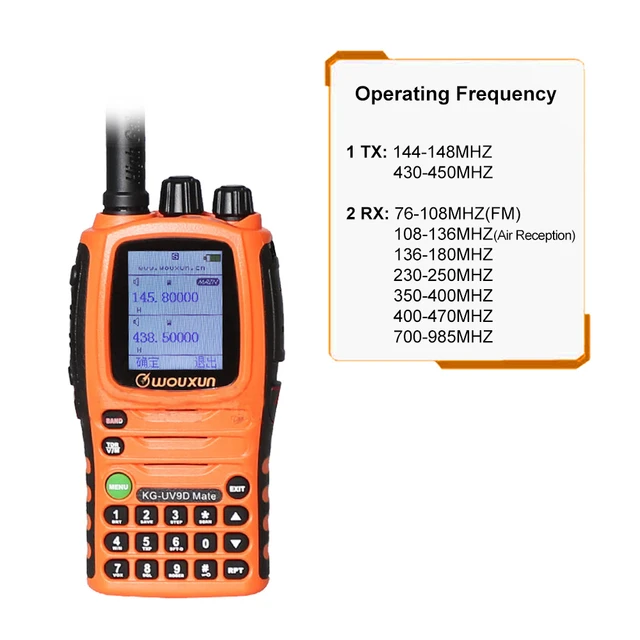 Wouxun-walkie talkie KG-UV9D mate 7バンド,10wパワー,3200mAh,クロスバンド,アマチュア無線,KG-