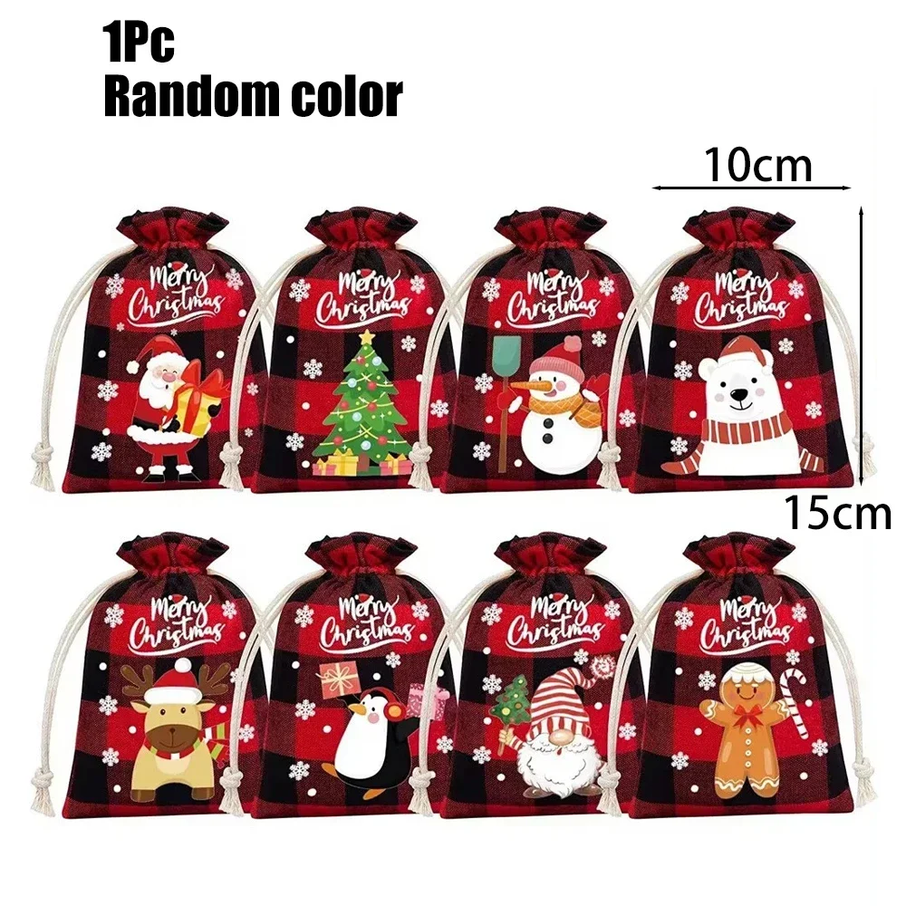 Flannel Christmas Gift Bag,Drawstring Gift Bags For Christmas Presents,Buffalo Plaid Red And Black Cloth Christmas Stockings Bags,Reusable Christmas Gift Sacks For Christmas Gift Treats Party Favors - View #4