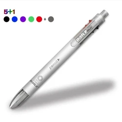 Multicolor 6-in-1 Ballpoint Pen & Pencil with Eraser (1pc White)
