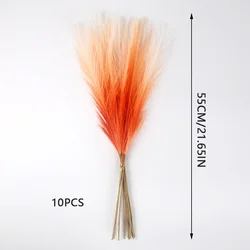 Set of 10 Artificial Pampas Grass Stems for Elegant Floral Arrangements and Home Decor (Orange)