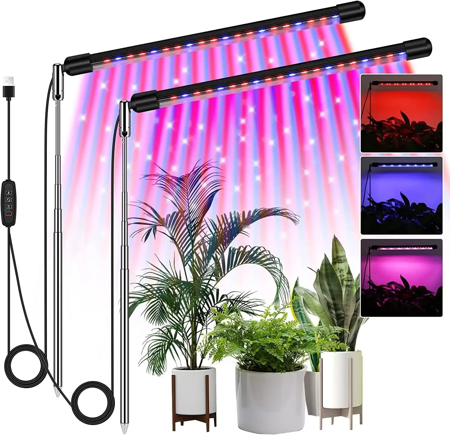 LED Grow Lamp LED Plant Light LED USB Grow Lamp Full Spectrum 5V Plant Growth Light For Indoor Greenhouse Flower Seedling Telescopic rod Tube Phyto Light