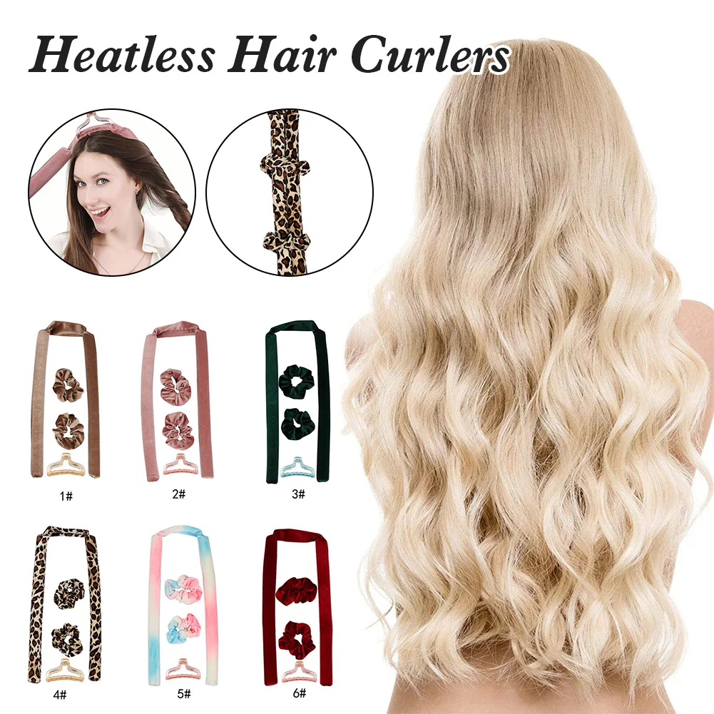 Heatless Hair Curlers Soft Hair Rollers No Heat Curls Headband with Ties Overnight Curling Rod for Long Hairs