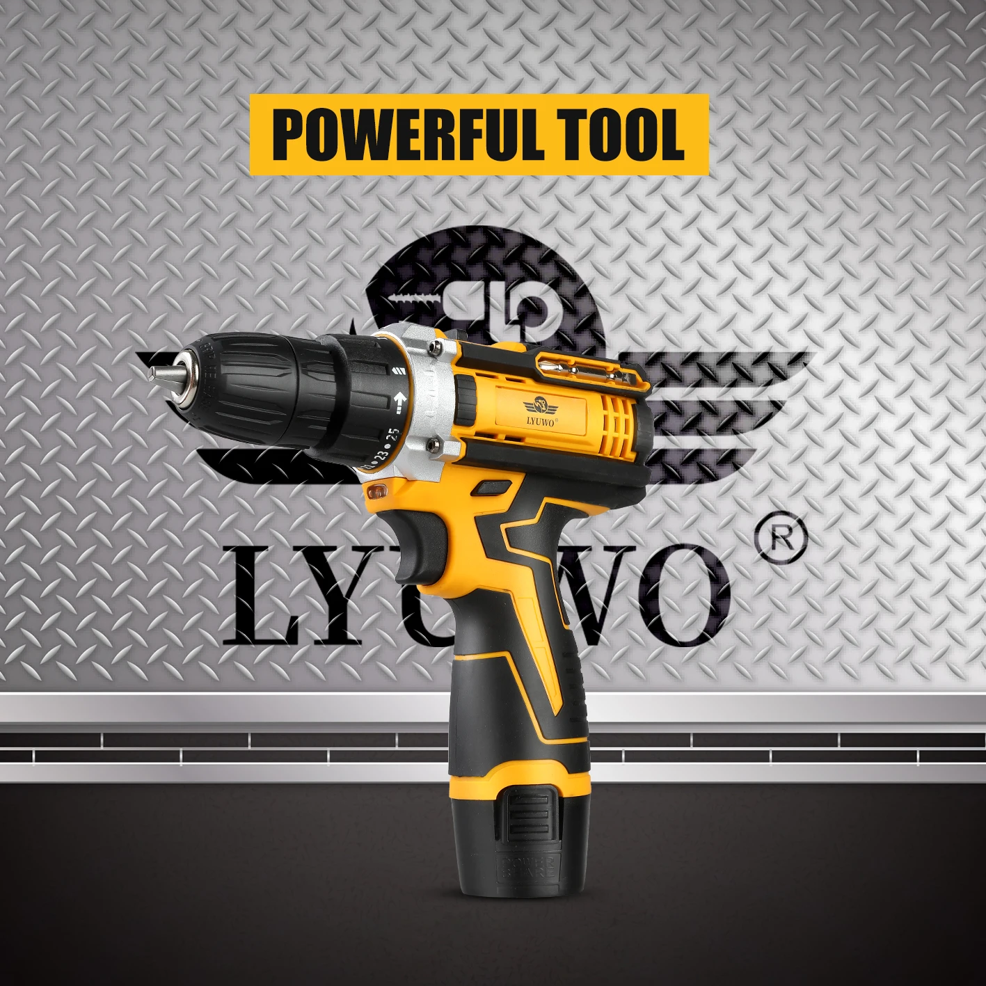 LYUWO12V Cordless Electric Drill Rechargeable Electric Screwdriver Mini Wireless Power Driver DC Lithium Ion Battery 3/8-inch 2