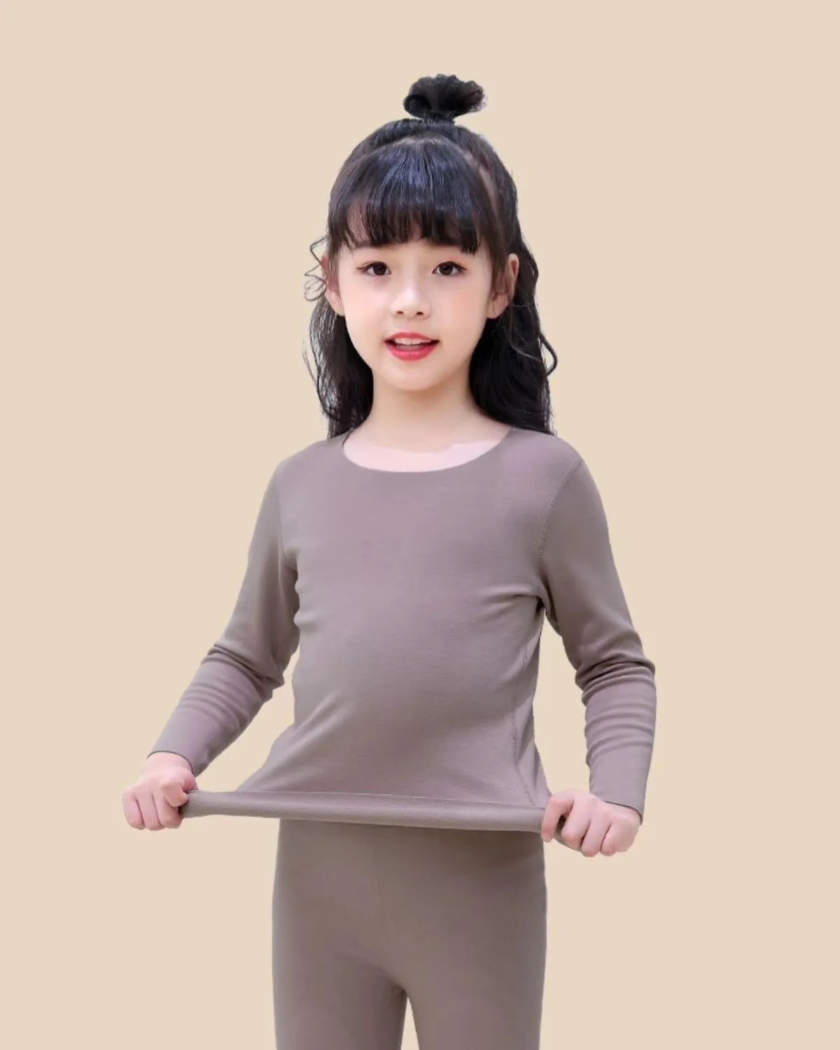 더롱 아동용 보온 속옷: 여아용 플리스 안감 긴팔 상의 및 긴 속옷 - 가을/겨울 베이스 레이어 세트