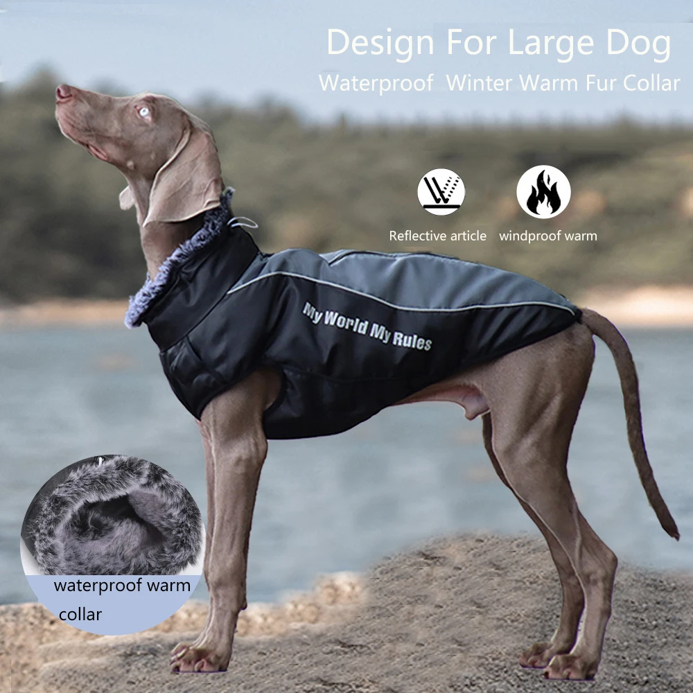 

Водонепроницаемая теплая одежда для больших собак 7-48 кг, пальто для крупных собак, куртка, светоотражающий дождевик, одежда для средних крупных собак, французского бульдога