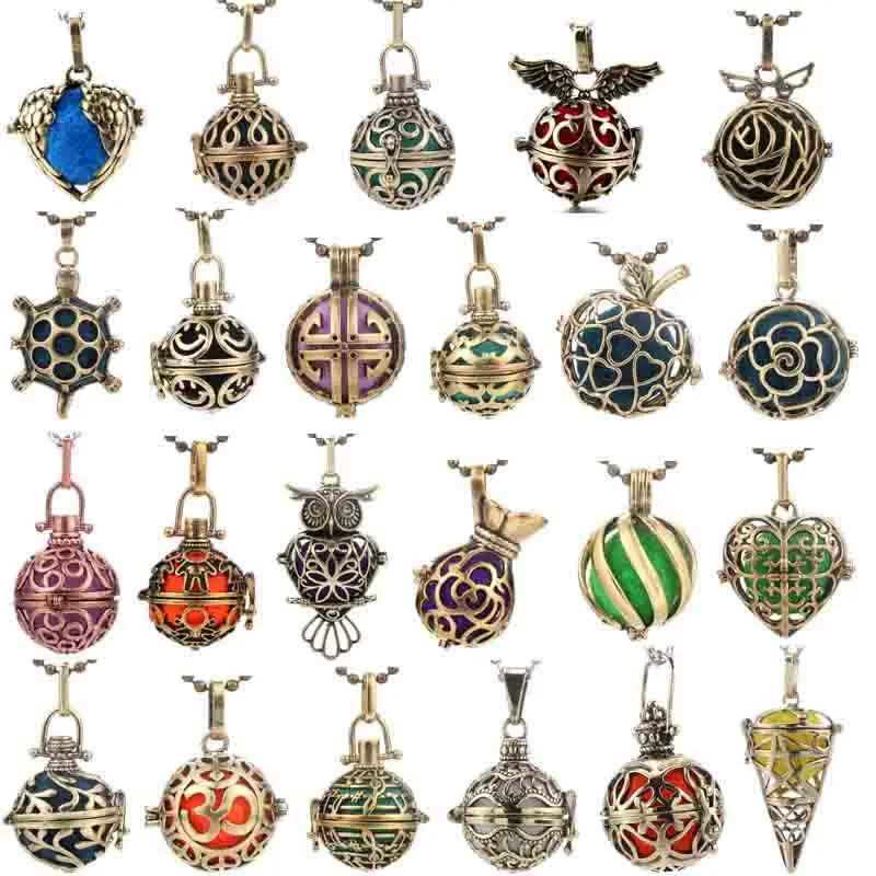 5Pcs/Lot Amulet Perfume Diffuser Small Cage Ladies Fashion Aromatherapy Necklace Pendant Harmony Ball Mix Jewelry Wholesale Gift