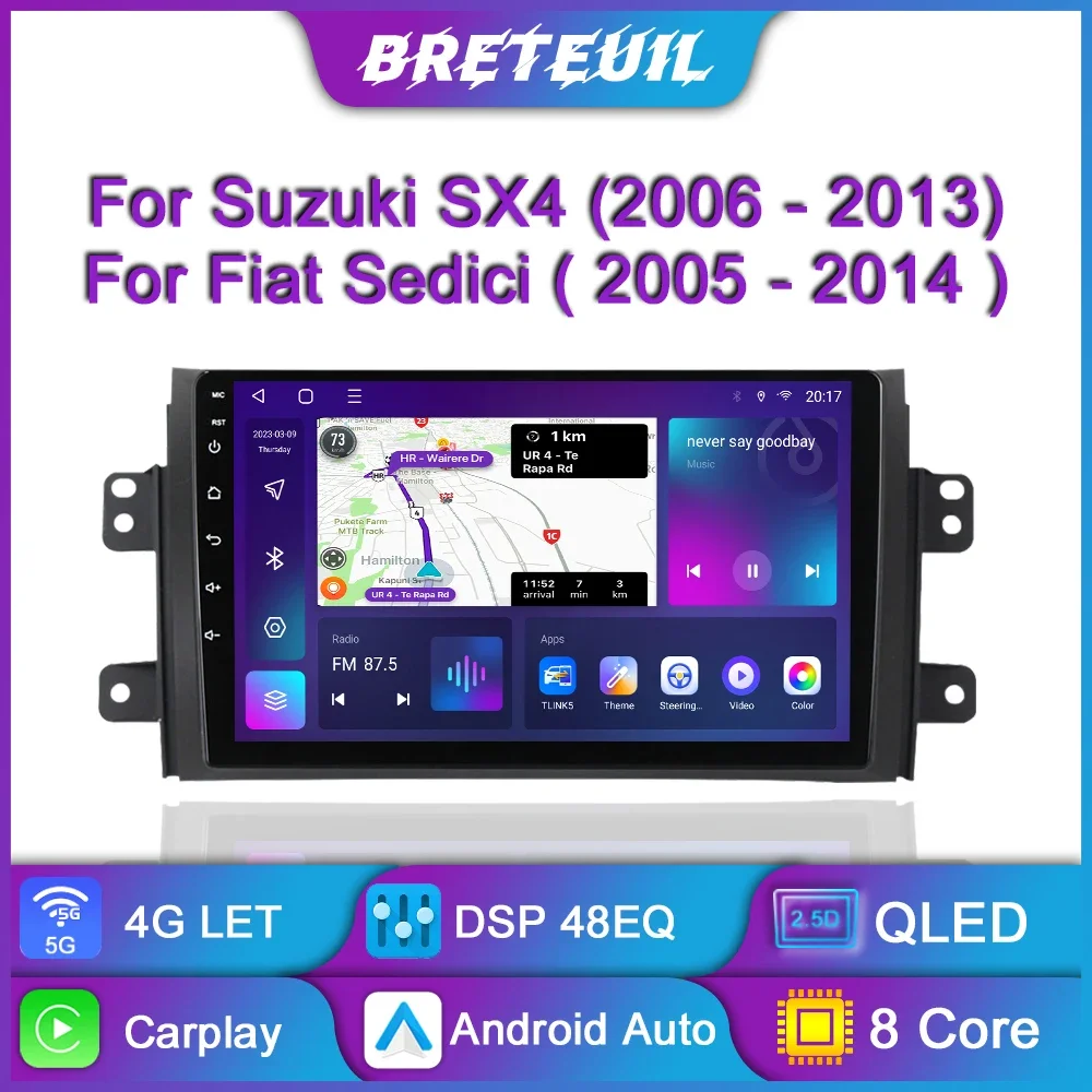 

Автомагнитола на Android для Suzuki SX4 2006 2006 2007 2008 2009 2010 2011 2012 Fiat Sedici 2005 2006 2007 2008 2009 2010 2011 2012 2013 2014, мультимедийный видеоплеер для Carplay, gps-навигация, сенсорный экран