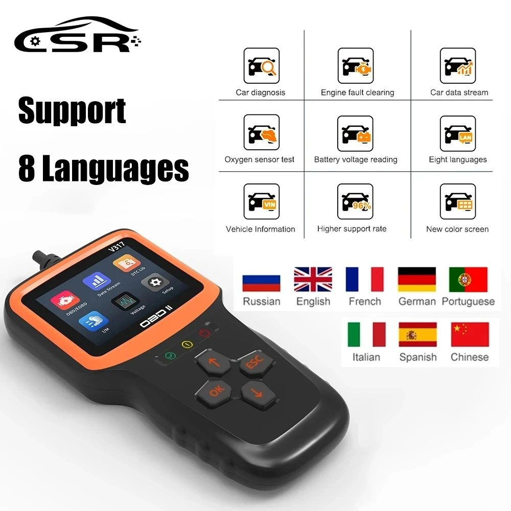 

OBD 2 Real-time Oxygen Sensor Test Automobile Fault Detector OBD II EOBD Code Reader V317 Car Diagnostic Tool Check Engine Fault