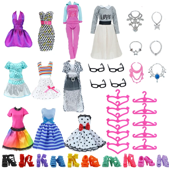 Barbie Doll Moda Roupas Set para Meninas, Vestido de Festa, Colar Outfits,  Sapatos Acessórios, Aniversário e Presentes de Natal, Original