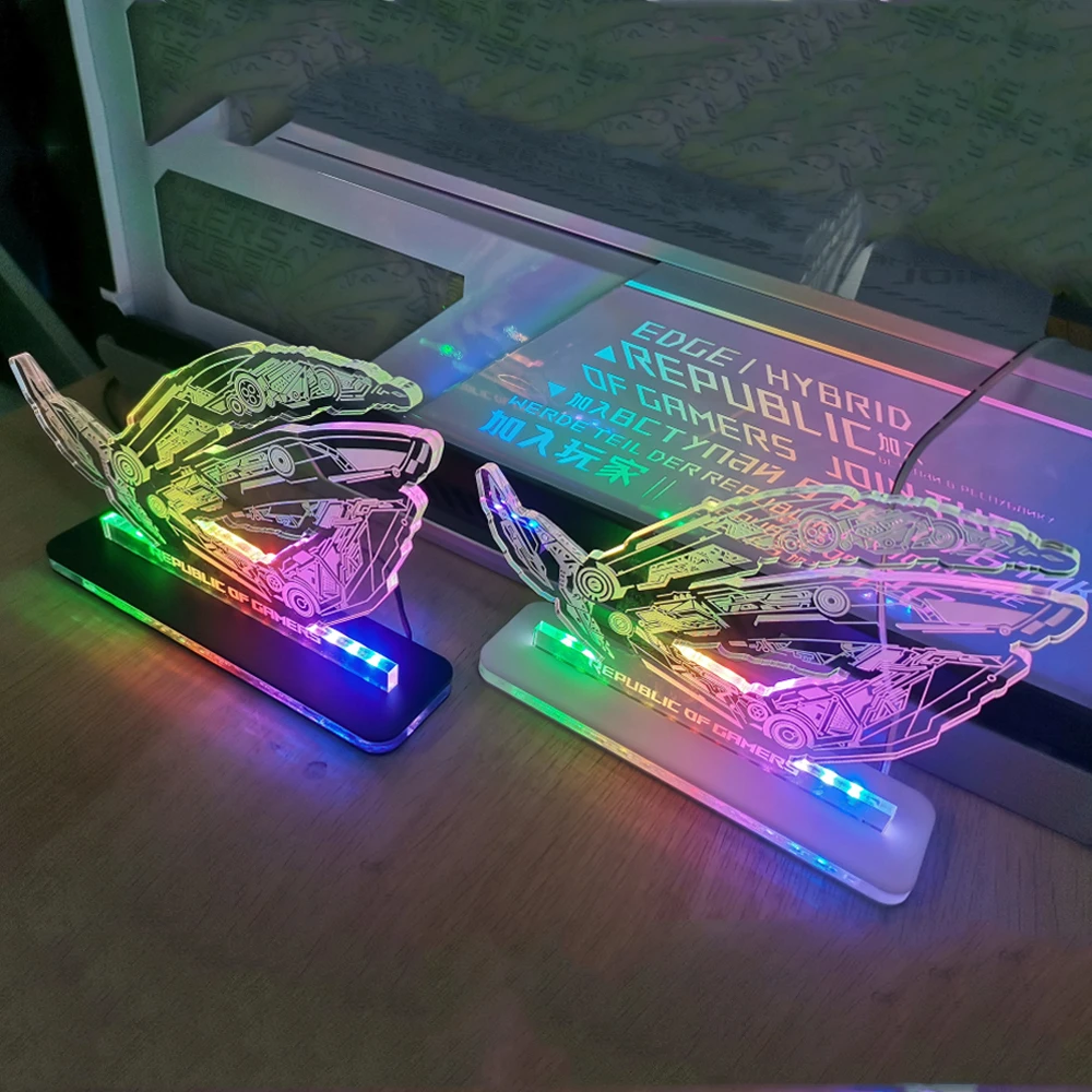 Base de Iluminação Acrílica Rog para Gabinete Gamer Iluminação Arco-íris República dos Gamers Figura Rog Ornamentos de Crença Led 5v 3pin Aura Sync - Imagem 2