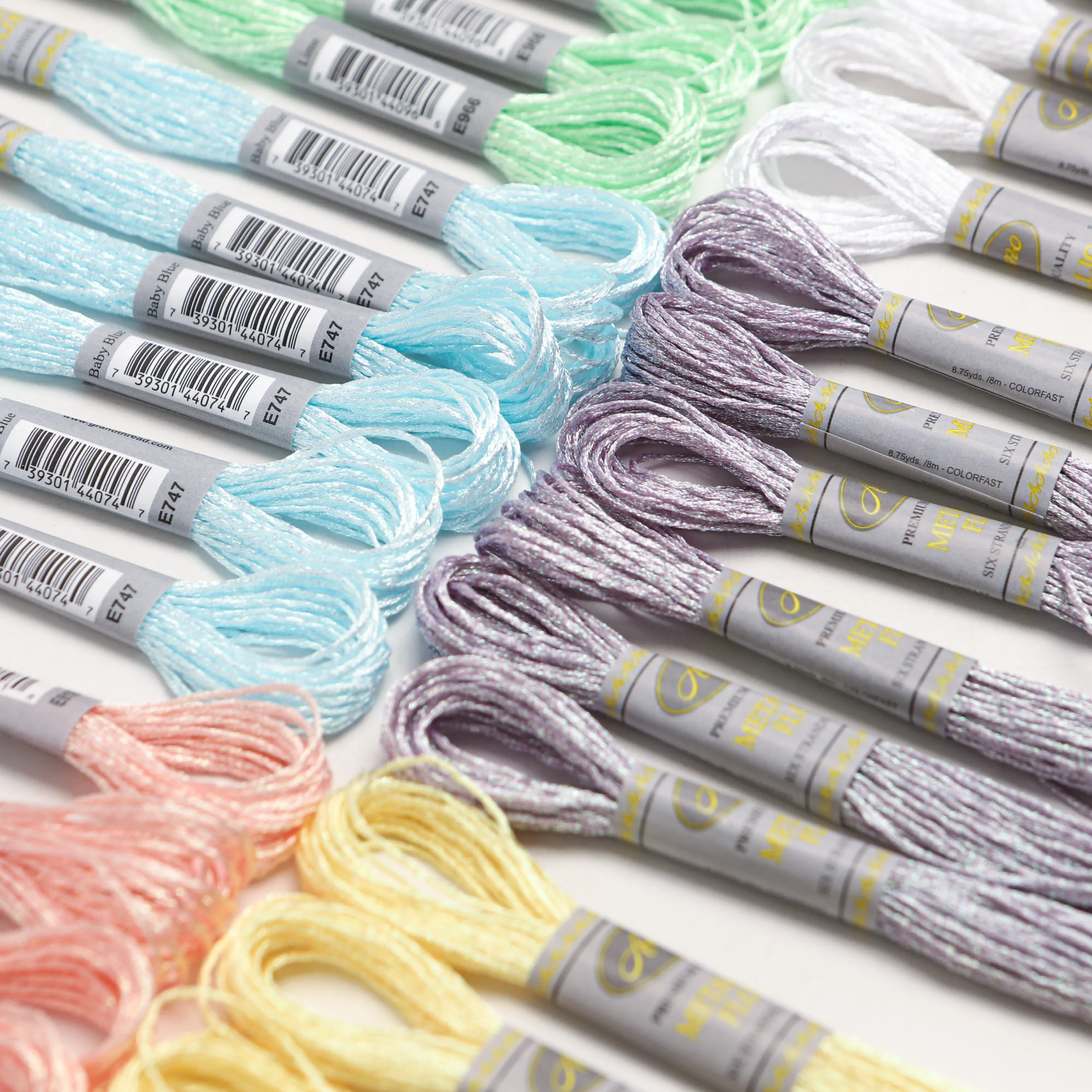 Description Picture 3 of item6 Pearlescent Effects High Sheen Metallic Embroidery Floss Cross Stitch Thread 8 Meters Long 6 Strands Skein Pemiunm Quality