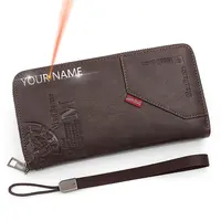 New Men Long Wallets Phone Pocket Handbags Name Engraving Card Holder Male Clutch Bag Purses Big Capacity Quality Men's Wallet 1