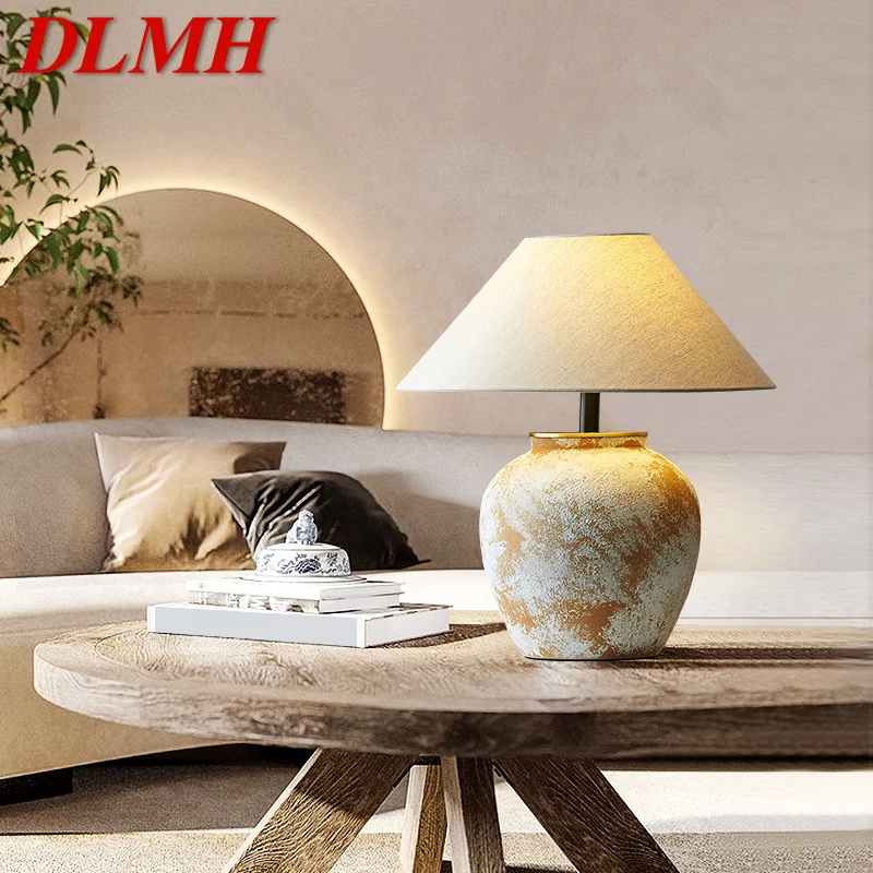 

DLMH Nordic Ceramics Table Lamp Modern Art Living Room Bedroom Study LED Originality Brass Desk Light