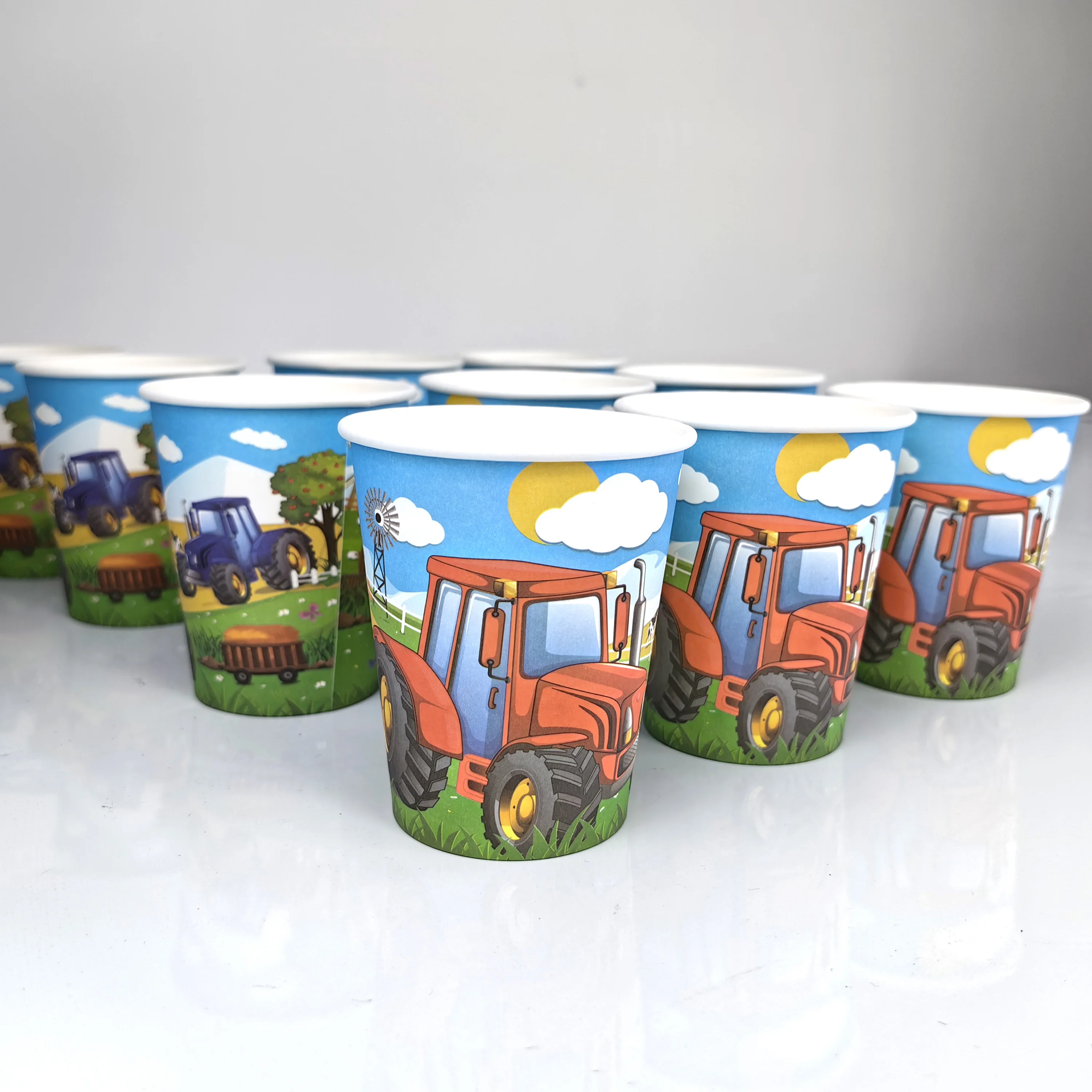 Vaisselle Jetable Fête à La Ferme 57 Pièces - Assiettes, Gobelets, Serviettes, Nappe, Pour 20 Personnes
