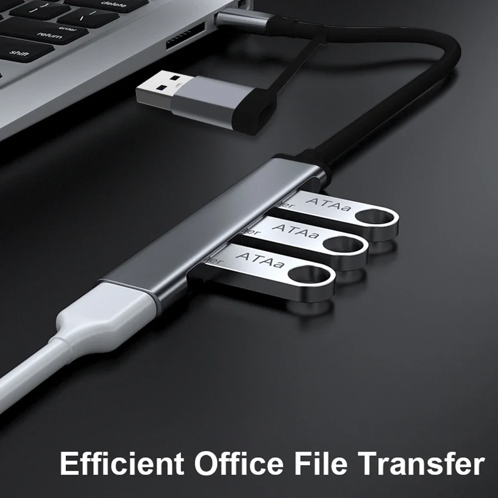 Aluminum 4-in-1 USB C Multi-Port Hub with High-Speed USB Connections