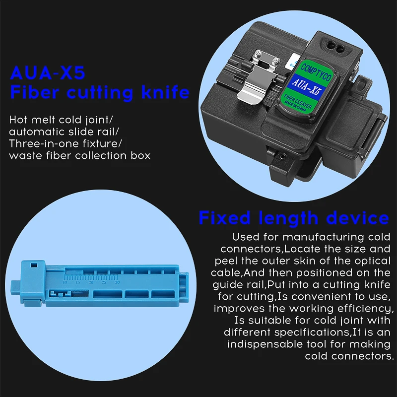 광섬유 도구 키트 AUA-X5 섬유 절단기, 시각적 결함 로케이터, FTTH 도구, 광섬유 파워 계량기, 광학 가방, 10MW