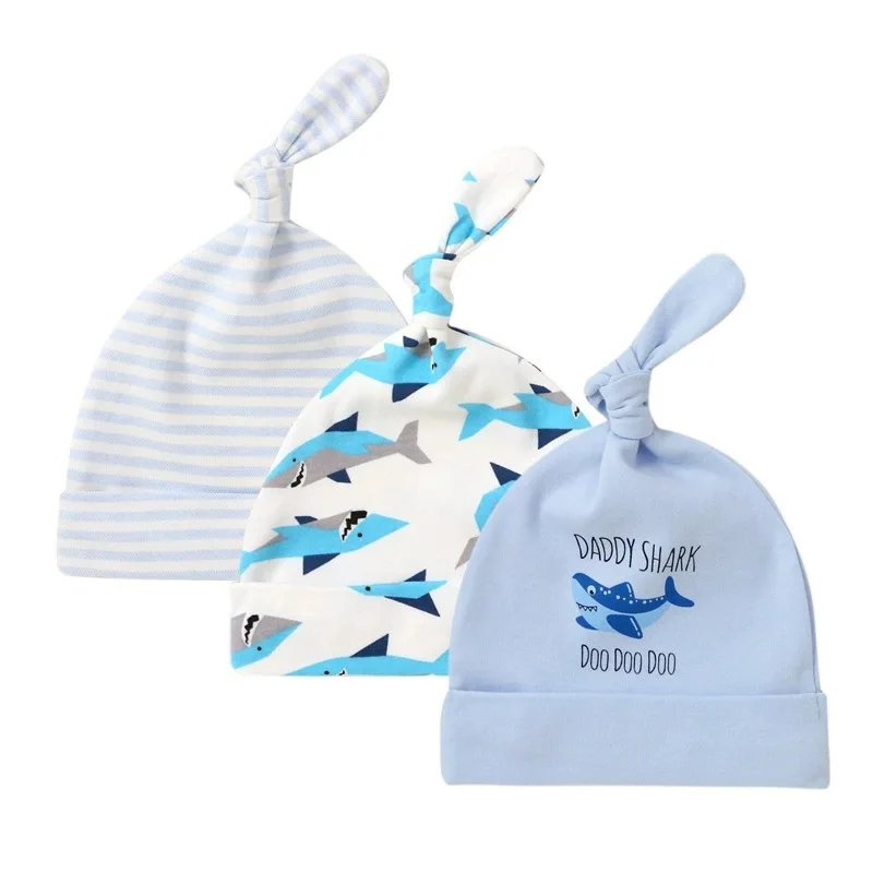 Baby Hat 3pcs Autumn Winter Newborn Baby Boy Girl Cotton Hat 0-6M