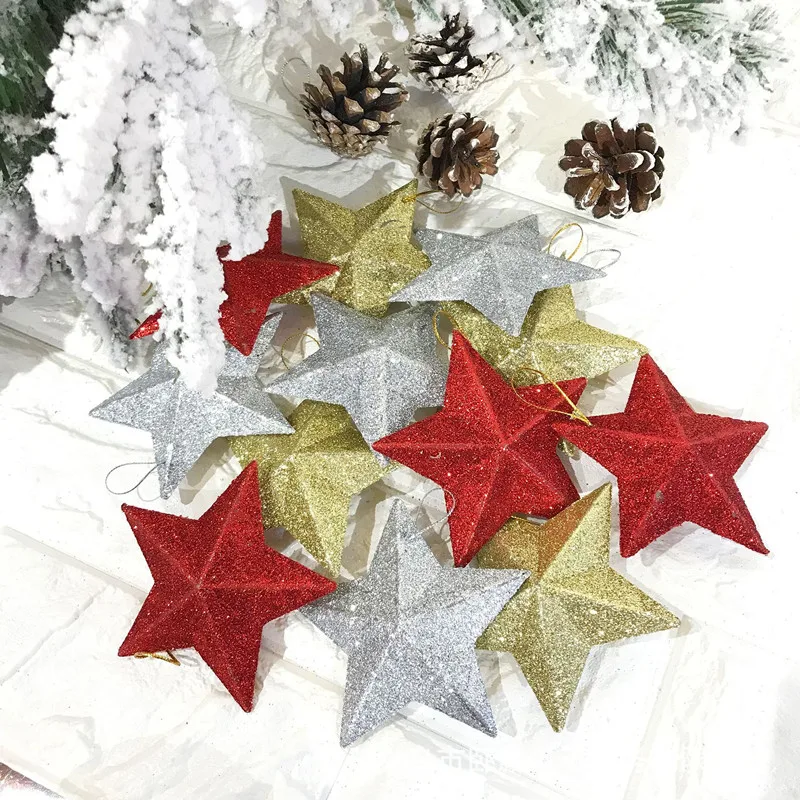 

Gold Dust Pentagram Pendant for Christmas Tree Decoration, 3D Star, Christmas Decorations, Home Decor, 6Pcs, 2024