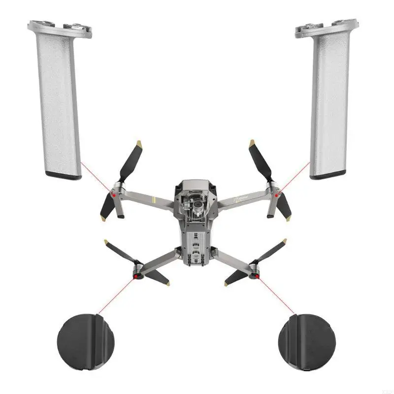 Détail des pieds de trépied en plastique pour drone Mavic, avec embouts antidérapants visibles.