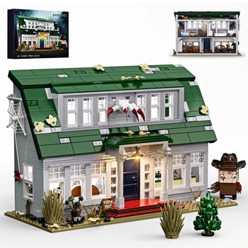 Elmed Street House Building Blocks Set Horror Movie Freddyed Hut Bricks Toys with Lights Home Plants Decor Gifts (1099 PCS)