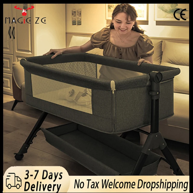 Berceau portable avec matelas souple, côtés en maille respirante, mode à bascule réglable et design pliable pour le sommeil du nouveau-né