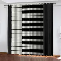 2Pcs Rock Band Theme Curtains Drummer Pattern Print Living Room Bedroom Music Lover Decor Sun Shade Window Drapes 2