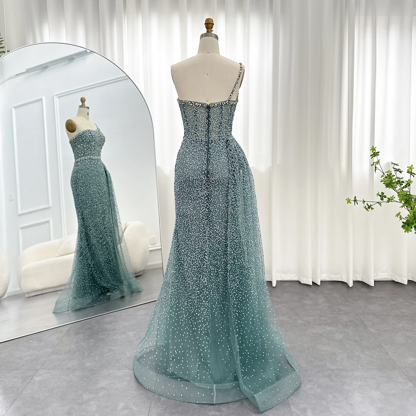Sparkly One Shoulder Mermaid Evening Dresses with Overskirt Wedding Party  Gowns | eBay