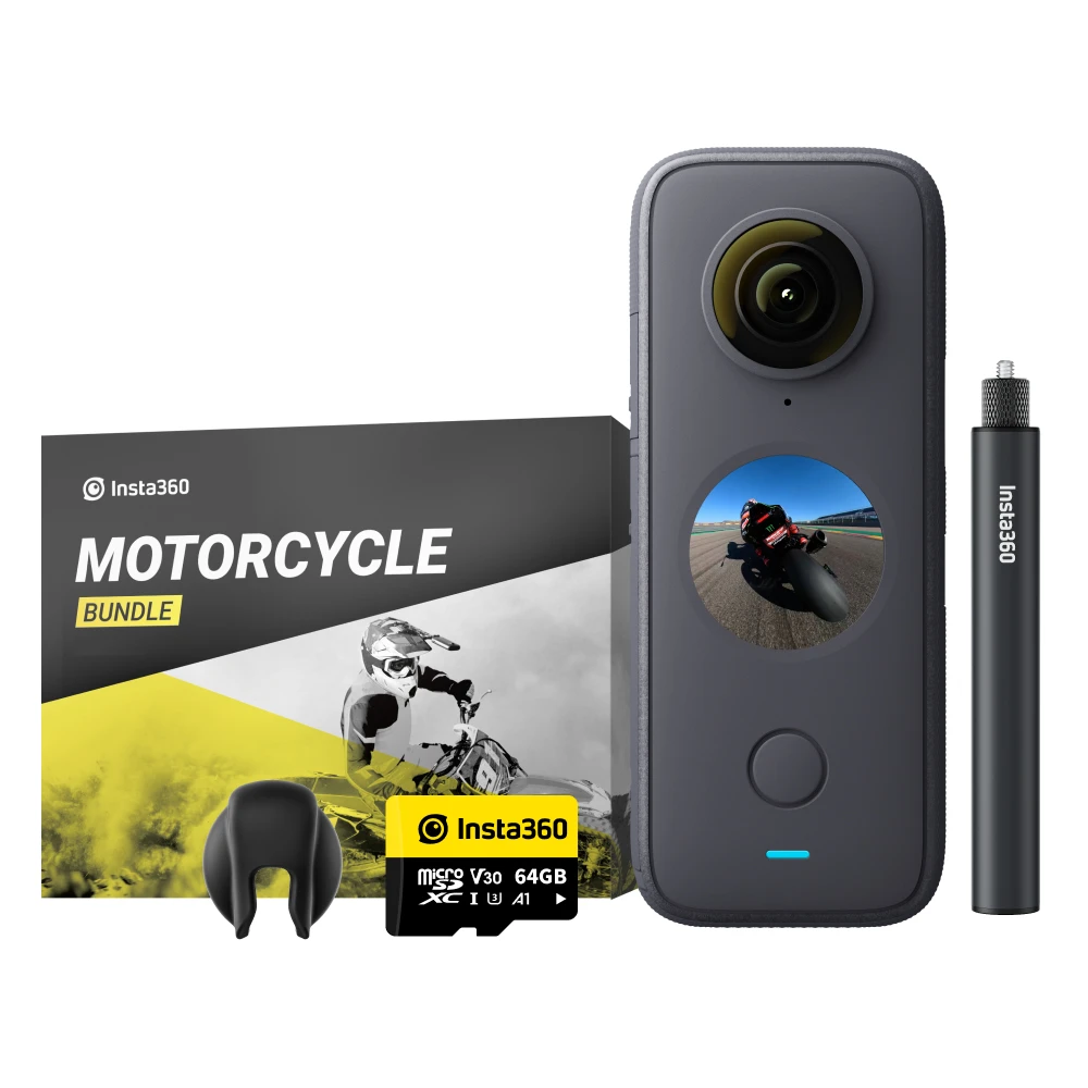 Insta360 X3 Pocket-Size Sports Action Camera 1/2'' Sensor Panorama Cam- Motorcycle Kit and Accessories of X3/ONE X2/ONE RS Twin