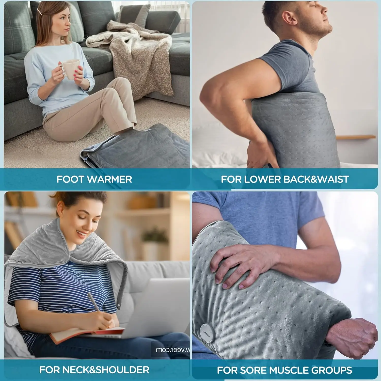 Foot Warmer 2 in 1, Extra Large Soft Electric Heating Pad XXL(21x33") Heating Pad for Back Pain Relief Period Cramps