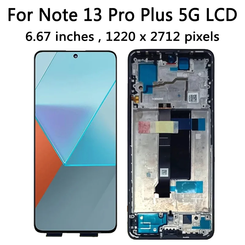 Xiaomi-redmi Note 13 Pro Plus Display Lcd Touch Screen Digitizer Assembly Impressão Digital Painel 6.67 Amoled 23090ra98c - Image 3