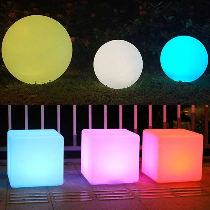 Garden Light LED Ball RGB Rechargeable Yard Light up Cube Color Changing LED Lawn Lamp Luminaire Ball and Cube 4