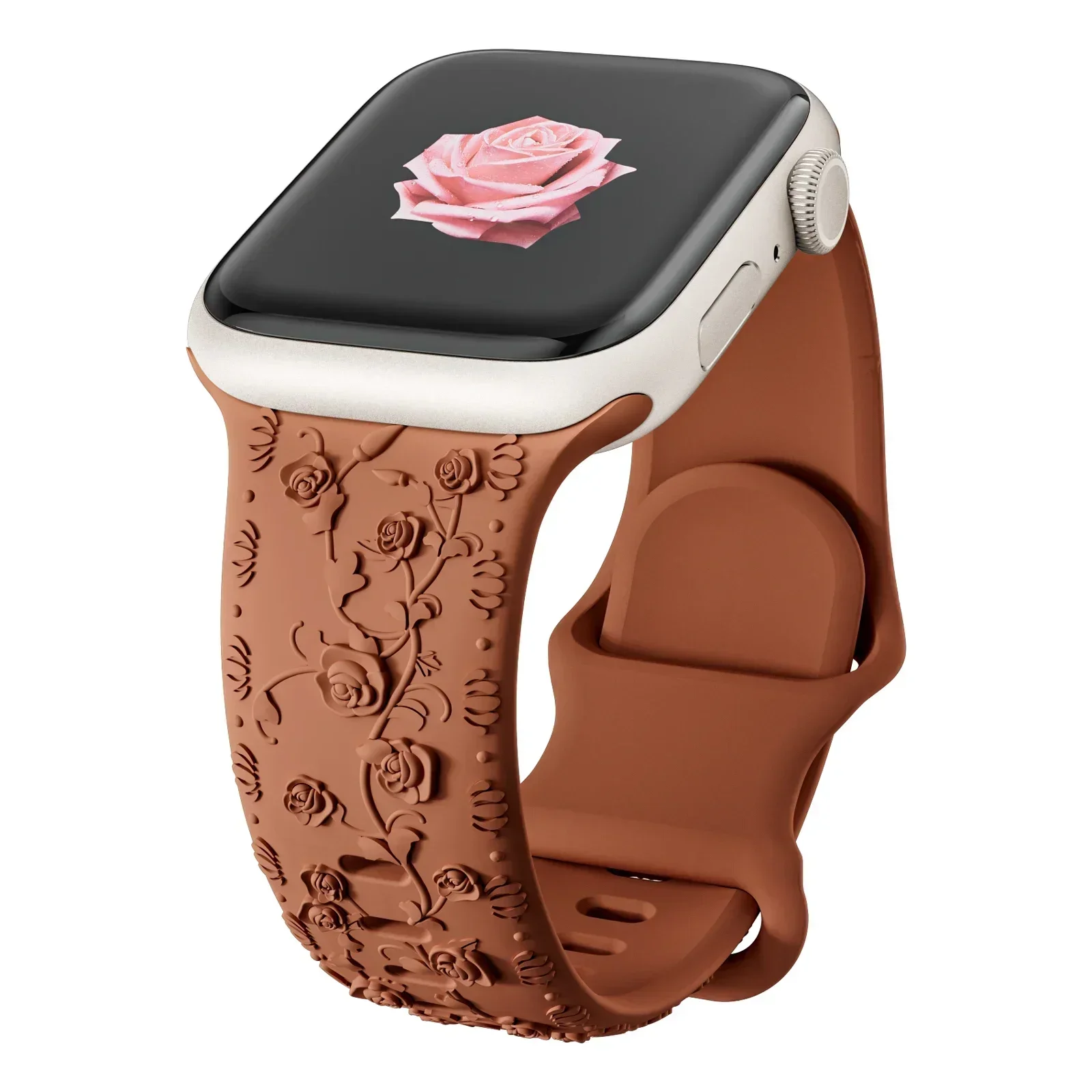 Floral Engraved Silicone Watch Band Bracelet
